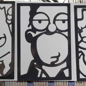 Black and White Cartoon Laaer Engarved Art Set Of 3